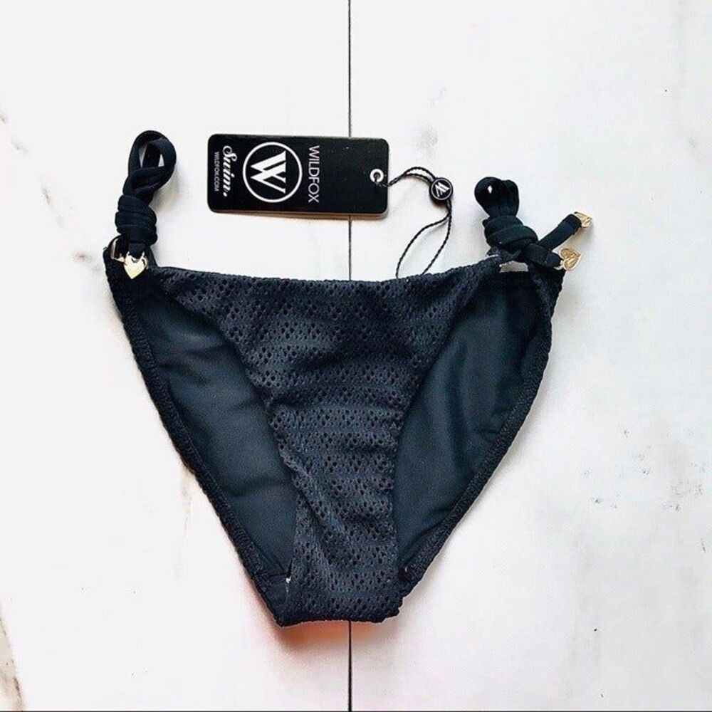 New Wildfox Net Black Side Tie Bikini Bottoms